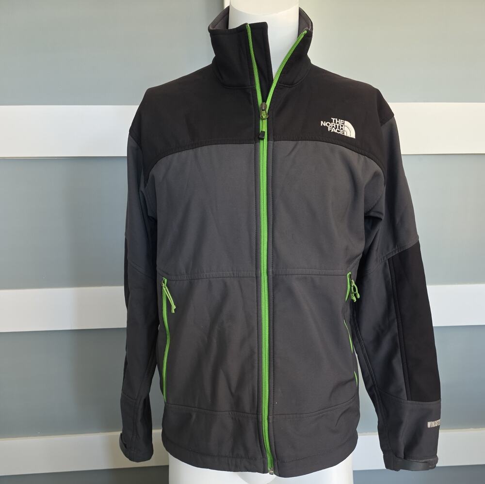 The North Face Windstopper Softshell Jacket Mens L Large Gray/Black Fleece Lined